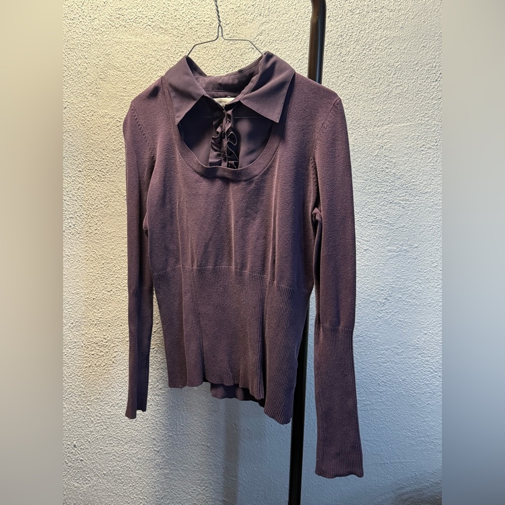 🤍Ruffled collar blouse